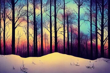 Sticker - Winter forest. Instagram filter.