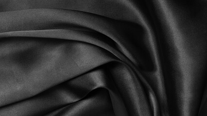 Wall Mural - Smooth elegant black silk or satin texture can use as abstract background. Luxurious background design