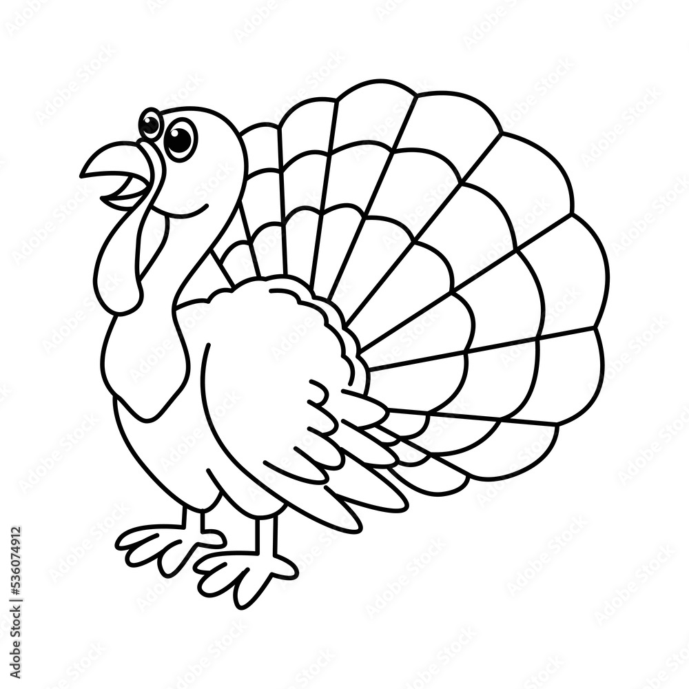 Cute turkey cartoon coloring page illustration vector Stock Vector ...