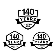 Wall Mural - 140 years anniversary celebration logotype. 140th anniversary logo collection. Set of anniversary design template. Vector illustration. 