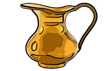 Illustration Of An Antique Brass Pitcher On White Background