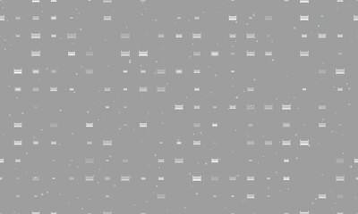 Poster - Seamless background pattern of evenly spaced white baby cot symbols of different sizes and opacity. Vector illustration on grey background with stars