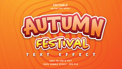 Poster - autumn festival editable text effect with modern and simple style, usable for logo or campaign title