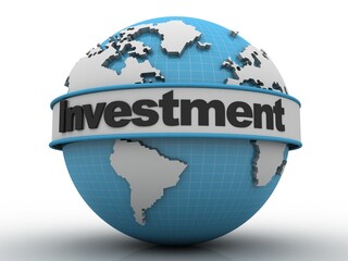 Poster - 3D illustration investment with globe

