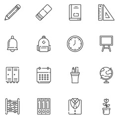 Poster - Elementary School Line Icon Set