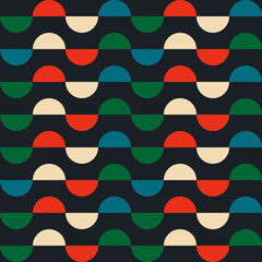 Wall Mural - Retro groovy seamless pattern with semicircle in the style of the 70s and 60s. Vector illustration