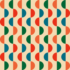 Wall Mural - Retro groovy seamless pattern with semicircle in the style of the 70s and 60s. Vector illustration