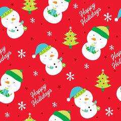 Sticker - christmas seamless pattern with snowman design