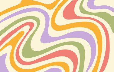 Poster - Abstract horizontal background with colorful waves. Trendy vector illustration in style retro 60s, 70s. Pastel colors
