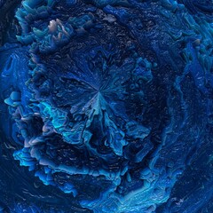 Sticker - Abstract blue colorful marble, mix liquid color 3D perspective swirl texture. Modern background 3D illustration