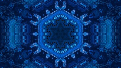 Canvas Print - Fly through blue fractal corridor. Modern creative abstract background
