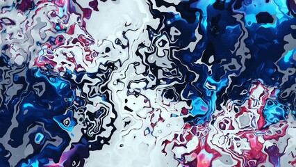 Sticker - Abstract blue and red colorful marble, mix liquid color texture on white background, 3D animation
