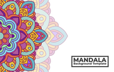 Wall Mural - Vector background template with ornamental mandala pattern design,  Decorative flower mandala banner with place for texts