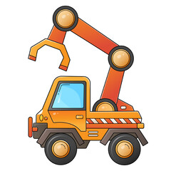 Wall Mural - Cartoon loader or lift truck. Construction vehicles. Colorful vector illustration for children.