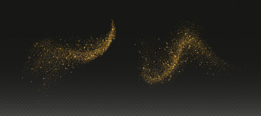 Wall Mural - golden glitter splashes, shiny star dust explosion, shimmer spray effect, festive holiday particles 