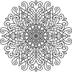 Vector abstract mandala pattern.Black and white illustration.Outline.Coloring page for coloring book.