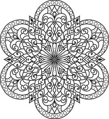 Mandala isolated on the white background.Doodle pattern.ornament design for coloring page