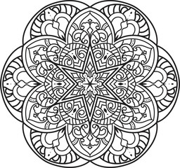 Mandala isolated on the white background.Decorative monochrome ethnic mandala pattern.