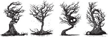 Black And White Woodcut Dead Trees