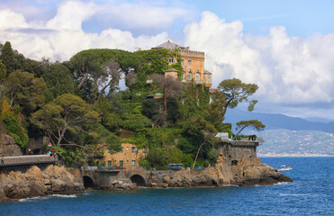 Poster - Beautiful natural view of a bay near Portofino and Santa Margherita Ligure, Mediterranean sea, Metropolitan City of Genoa, Italy