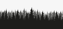 Vector Silhouette Of Treeline Spruce And Pines
