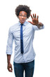 © Krakenimages.com - Afro american business man wearing glasses over isolated background doing stop sing with palm of the hand. Warning expression with negative and serious gesture on the face.