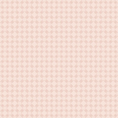 Wall Mural - Abstract minimal geometric seamless pattern in oriental style. Elegant vector background. Simple graphic ornament. Light pink texture with small diamond shapes, grid, net, thin lines. Repeat design