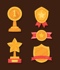 Wall Mural - five prize awards icons