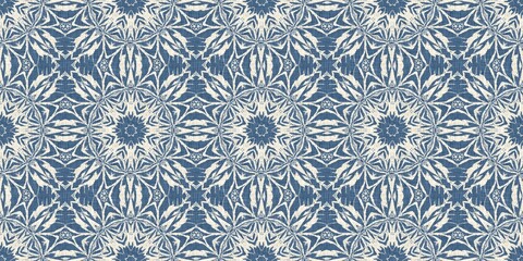 Sticker - Farmhouse blue snow flake border background. Frosty damask french effect ribbon. Festive cold holiday season washi tape.