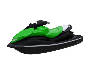 Poster - Green and black jetski water bike. 3D rendering isolated.