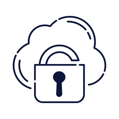 Wall Mural - cloud computing and padlock