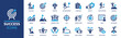 Success icon set. Successful business development, plan and process symbol. Solid icons vector collection.