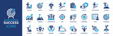 Fototapeta  - Success icon set. Successful business development, plan and process symbol. Solid icons vector collection.
