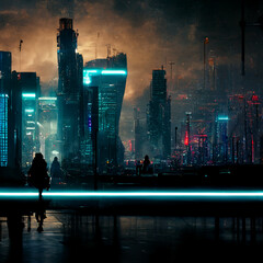 Poster - Cyberpunk city at night