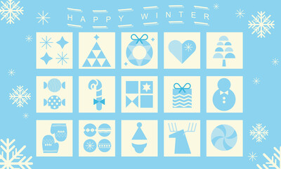 Happy Winter Symbol and Icons