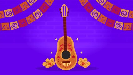 Sticker - dia de los muertos animation with guitar