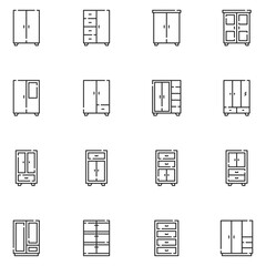 Wall Mural - Cupboard Line Icon Set Vector