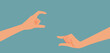 Hands Showing Big and Little Size Measurements Vector Illustration. People measuring different scale of objects 
