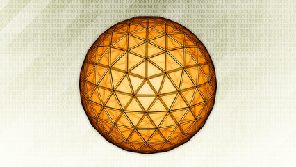 Wall Mural - Three-dimensional sphere isolated on hi-tech binary background. 3D illustration.