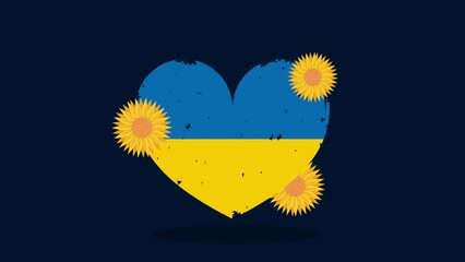 Sticker - ukrainian flag in heart animation