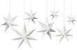 canvas print picture - Seven white Christmas decoration paper stars hanging isolated