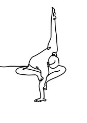 Wall Mural - One continuous line drawing, exercise time for yoga	