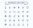 Plants line mini icons. Trees, leafs and flowers icons set. Editable stroke. 24x24 grid. Pixel Perfect.