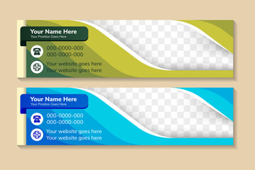 Poster - Corporate Modern and Professional Email Signature template. Creative Multipurpose business mail signatures design. multicolored green and blue colors with space for photo collage and text. horizontal