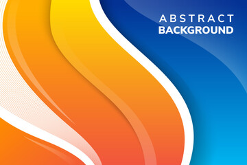Poster - Fresh Orange Yellow Blue Background Banner. wave curve with line blending gradient colos element.abstract modern vector horizontal layout with space for text. Professional business design template