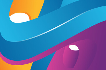 Poster - Futuristic wave panorama background design. Fluid shapes feed page template. Colorful abstract trendy social media posts. horizontal layout gradient color mix of Purple, Blue, Orange and white.