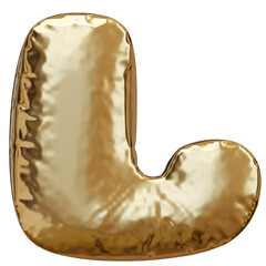 Wall Mural - Golden foil letter. Balloon l letter. 3d rendering