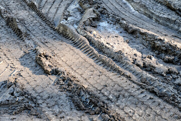 Poster - dirt road with traces of car tires