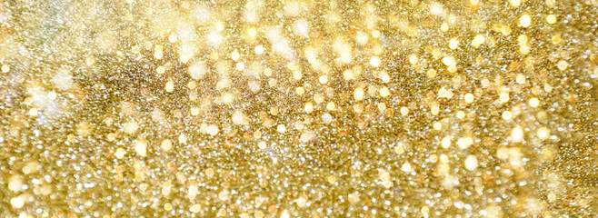 Wall Mural - christmas background - festive gold glitter holiday banner with bokeh lights