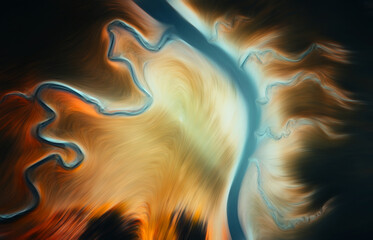 Wall Mural - Abstract orange blur texture. Blurred veins water stream backdrop with a smoke style. Smooth motion illustration for your graphic design, banner, background, wallpaper or poster. 3D rendering